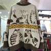 Fall Women Clothing Cute Cartoon Cat Crochet Floral Cardigan Oversized Outwear Korean Knit Sweater Coat Pull Femme