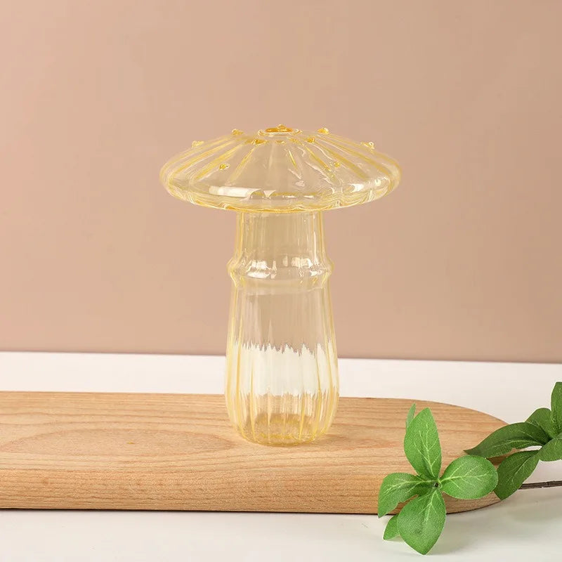 Transparent Jelly Color Mushroom Glass Vase Aromatherapy Bottle Home Small Vase Hydroponic Flower Pot Simple Table Decoration