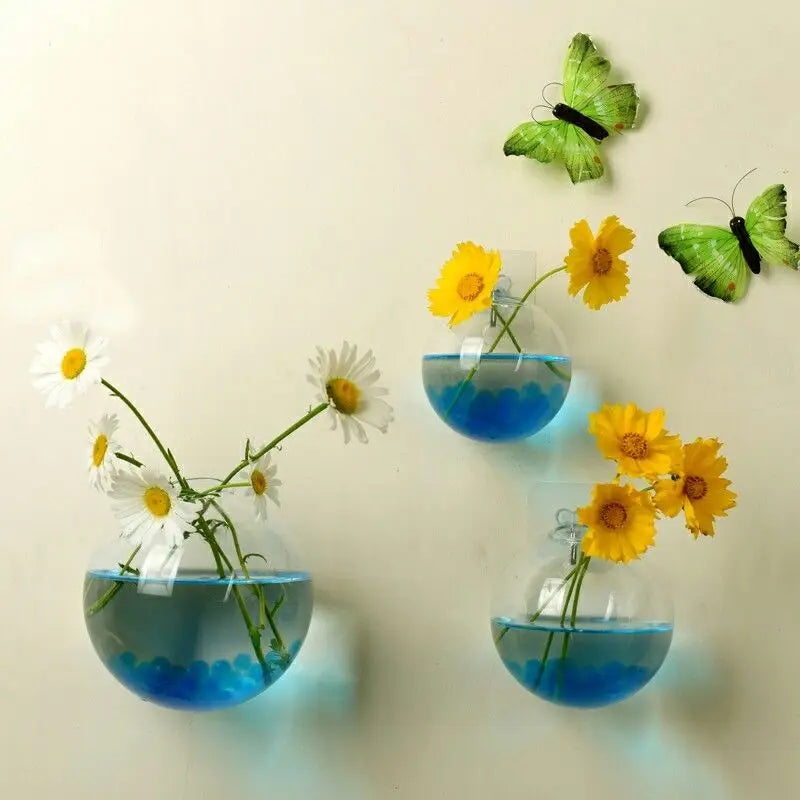 2022 New Hanging Flower Pot Glass Ball Vase Terrarium Wall Fish Tank Aquarium Container Home Decoration 10cm 12cm 15cm