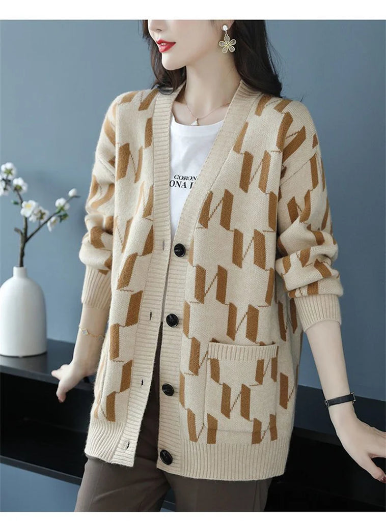 2024 Spring Autumn New Knitted Coat Women Korean Joker Loose Cardigan Long Sweater Slim Fashion Jacket Ladies Sweater Tops 5XL