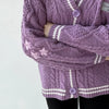 Purple Star Embroidered Sweater Women Winter Thick Warm Y2K Cardigan Autumn V-neck Single Breasted Soft Loose Knitwear Female