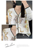 Spring And Autumn New Wool Coat Jacket Women's Long Sleeve Wide V-Neck Printed Stitching Sweater Thin Cardigan