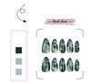 Dark Green Halo Dyeing Almond Nail Art Chinese Style False Nails Fashion Detachable Finished Fake Nails Press on Nails with Glue