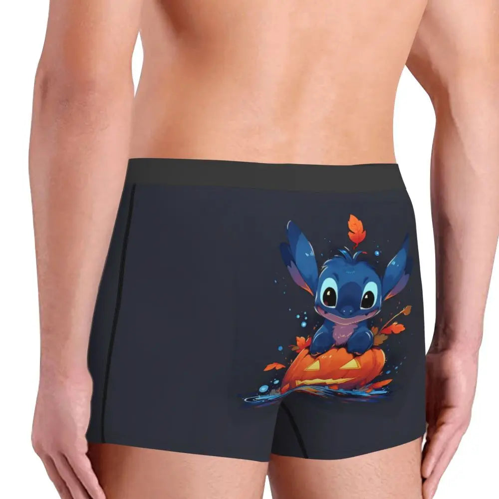 Boxer Lilo & Stitch Angel Love Alternative Shorts Panties Briefs Men Underwear Cartoon Cute Breathable Underpant Homme Plus Size