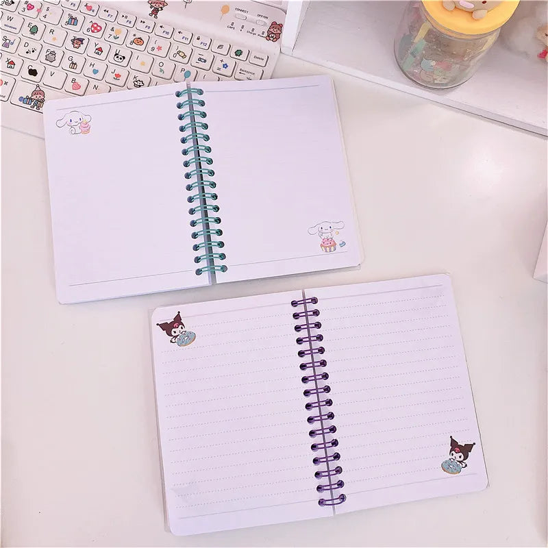 Sanrio Kawaii A6 Notebooks Kuromi Cinnamonroll My Melody Anime Notepads Cute Weekly Planner Writing Paper School Stationery