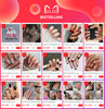 24Ps/Set Medium Long French Fake Nails Bow Japan Nude Pink with Pearls Artificial Acrylic Press on Nails Removable Stick on Nail