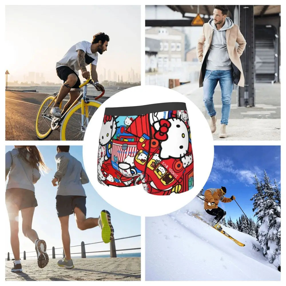 Custom Male Cool Hello Kitty Men Underwear Boxer Briefs Soft Shorts Panties Underpants