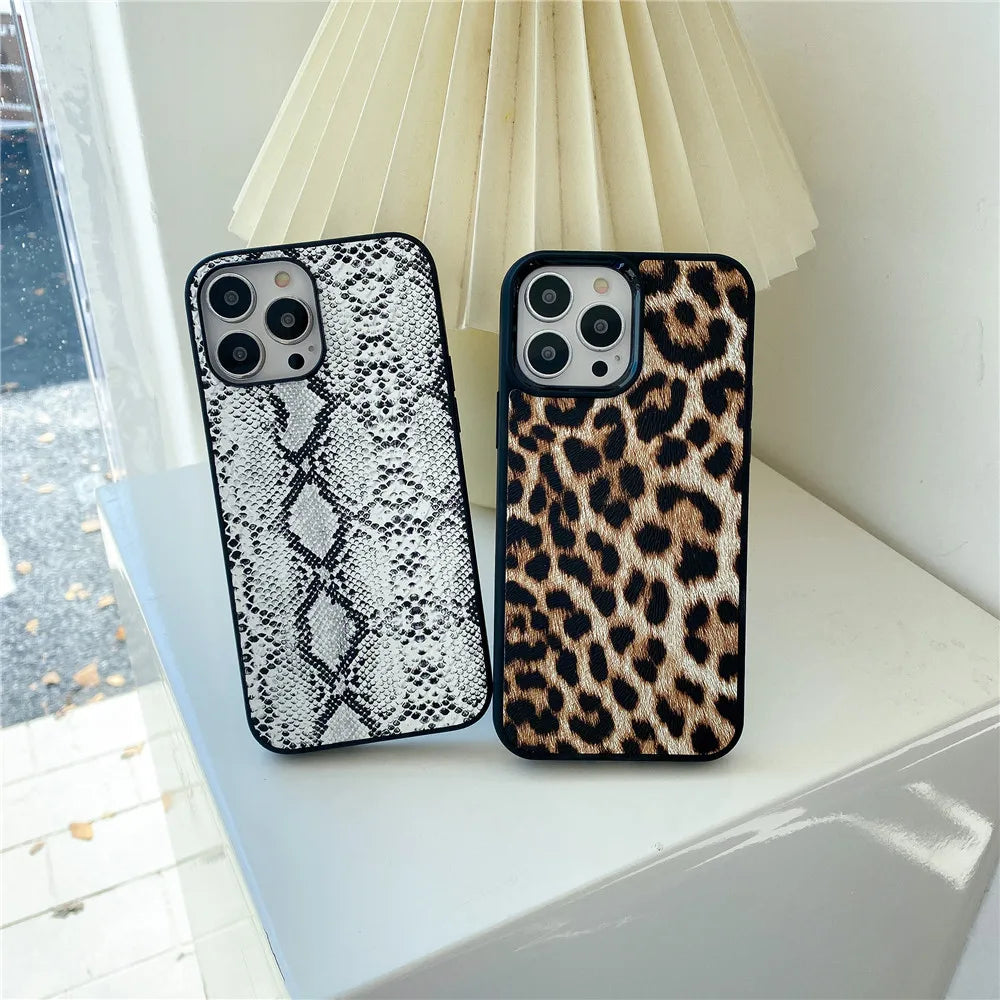 Luxury brand 3D Sexy flower leopard snake Crocodile leather phone case For iphone 12 11 13 14 15 16pro XS MAX X XR 78 plus cover