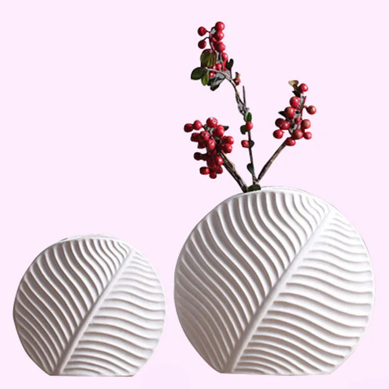 Ceramic vase Leaves artifical flower holder modern Home golden Decorative art mother's day birthday gift wedding Christmas Gift