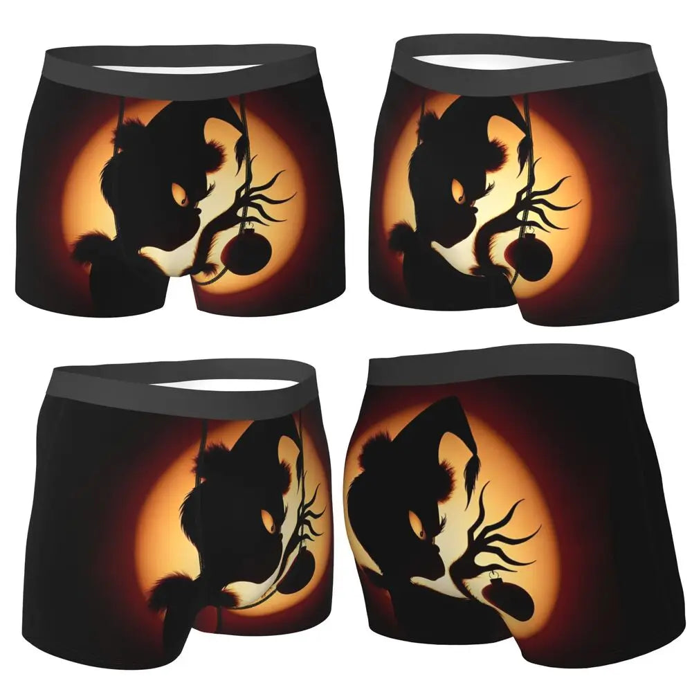 The Grinched Silhouette Digital Art Underwear Men Shorts Briefs Novelty Boxer Shorts Quality Pattern Plus Size Underpants