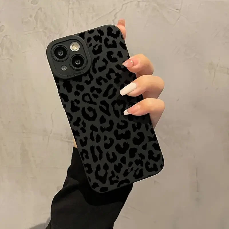 Black Print Leopard Graphic Phone Case For iPhone 16 15 14 13 12 11 Pro Max XS X 7 8 Plus SE 2022 Shockproof Soft Silicone Cover