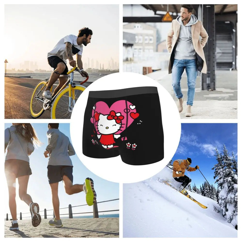 Custom Male Cool Hello Kitty Men Underwear Boxer Briefs Soft Shorts Panties Underpants