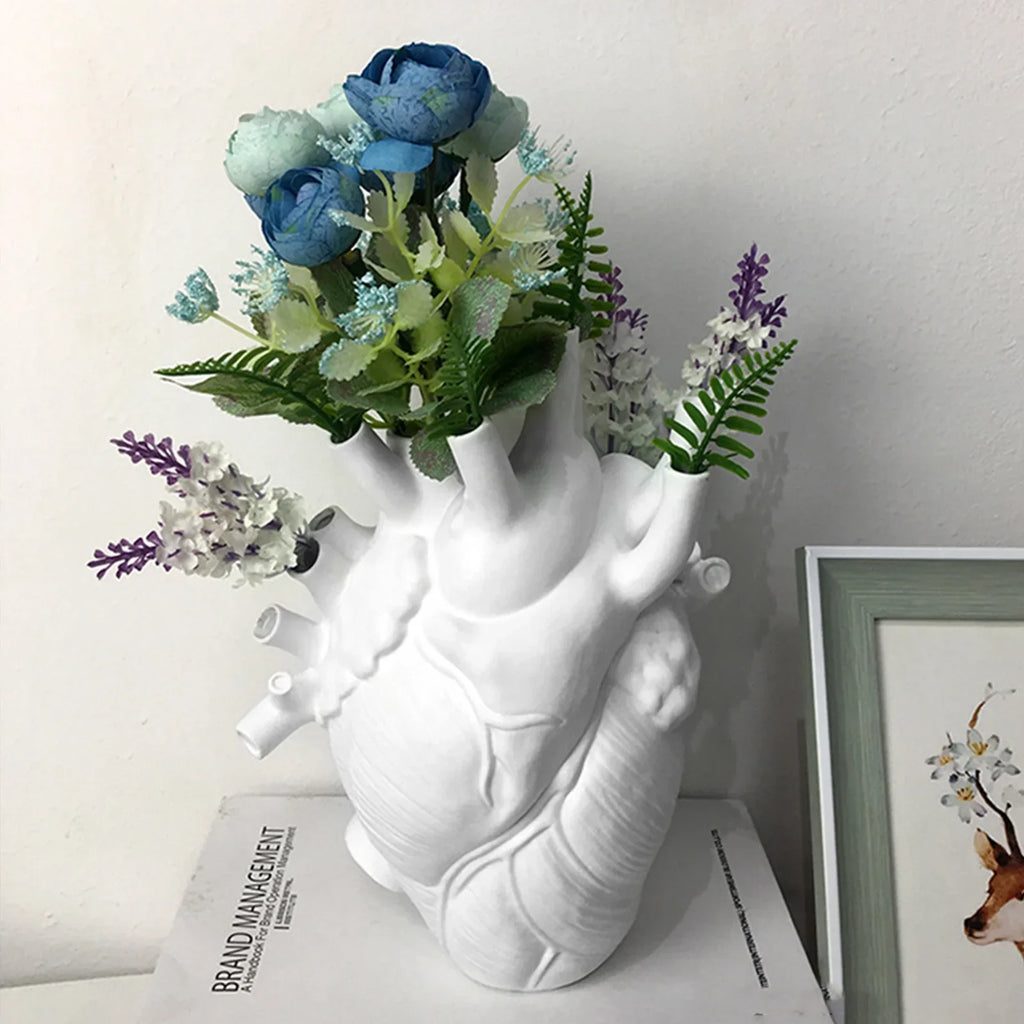 Vase Container Simulation Anatomical Heart-shaped  Dried Flower Pot Art Vase Human Statue Desktop Home Decoration Ornaments