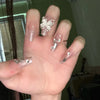 24pcs/box Fake Nails Press on Reusable with Designs Set French Artificial Aurora Diamond False Tipsy Stick-on Nails Tips Art