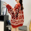 Women's 2024 Autumn/Winter New Retro Geometric Diamond Shaped Sweater Loose Outerwear Lazy Style Coat Thick Knitted Cardigan