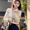 Autumn Winter Fashion Cartoon Embroidery Thick Wool Knitted Cardigan Women's Clothing Casual Loose V-neck Commute Lazy Sweaters