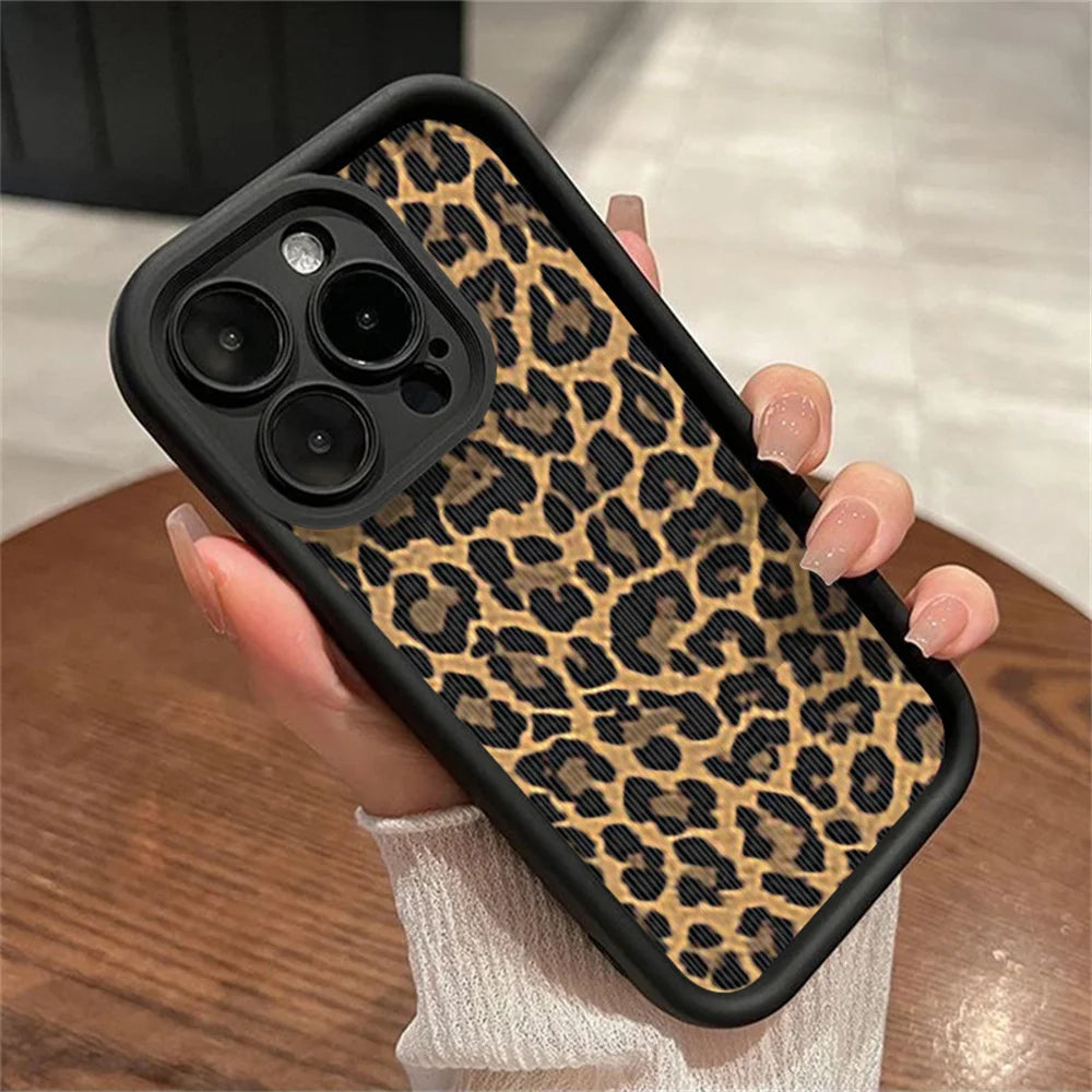 Leopard Print Pattern Phone Case For iPhone 11 12 13 14 15 16 Pro Max X XR XS Max 7 8 Shockproof Silicone Soft TPU Back Cover