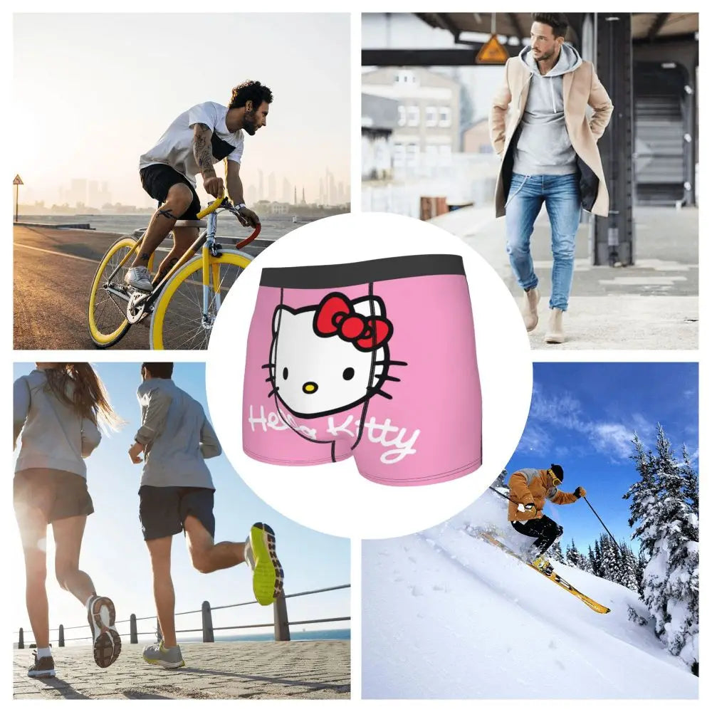 Custom Male Cool Hello Kitty Men Underwear Boxer Briefs Soft Shorts Panties Underpants