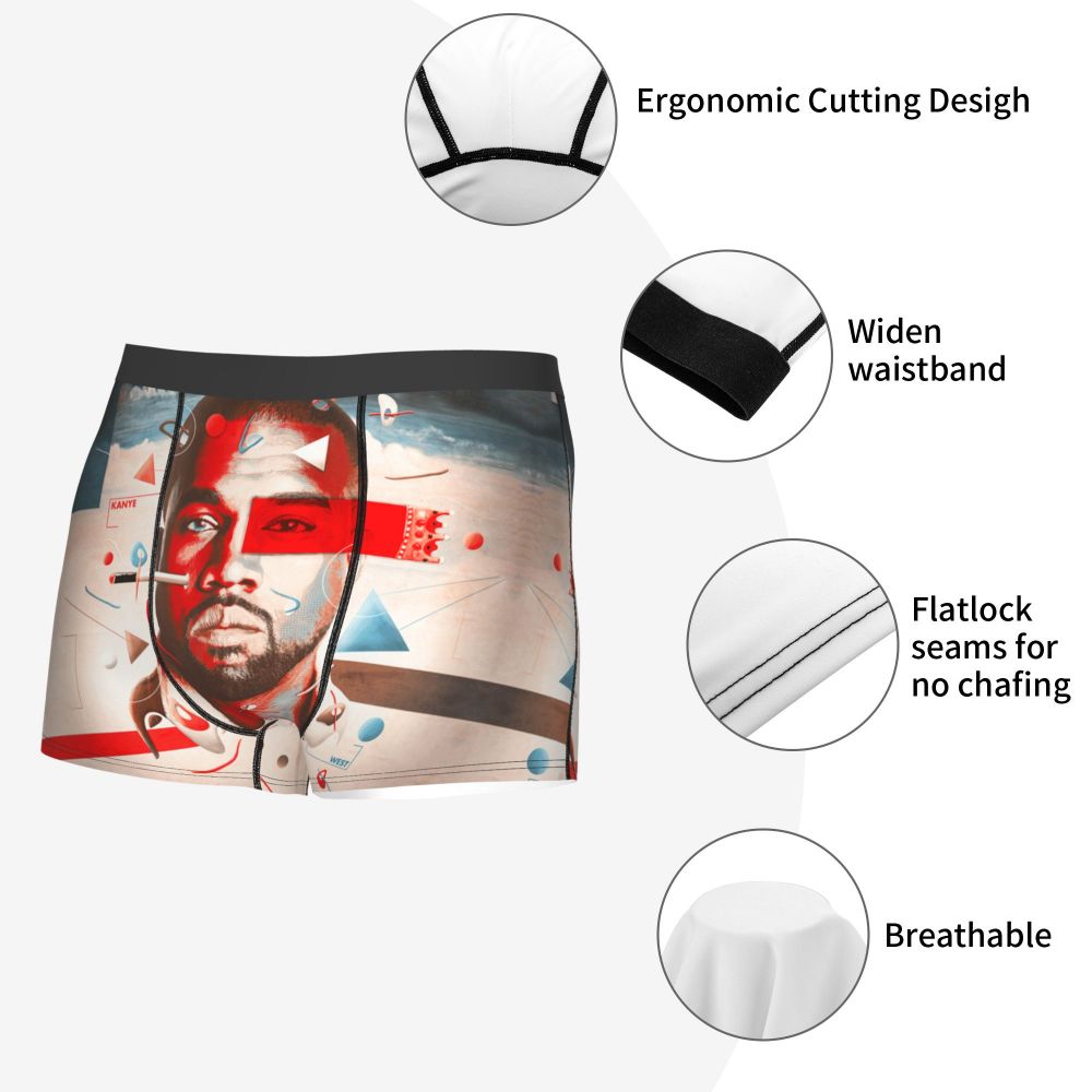 Custom Funny Kanye West Meme Boxer Shorts For Men 3D Print Sexy POP Rapper Underwear Panties Briefs Soft Underpants