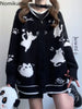 Cute Cat Oversized Sweater 2024 Women's Clothing Sueter Mujer Hooded Zipper Knitting Cardigan Jackets Fashion Korean Pull Femme