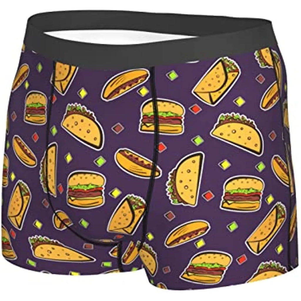 Taco Print Men Underwear Boxer Briefs Regular Sport Mens Boxer Briefs Underwear Men