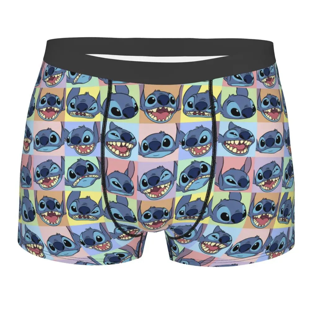 Boxer Lilo & Stitch Angel Love Alternative Shorts Panties Briefs Men Underwear Cartoon Cute Breathable Underpant Homme Plus Size