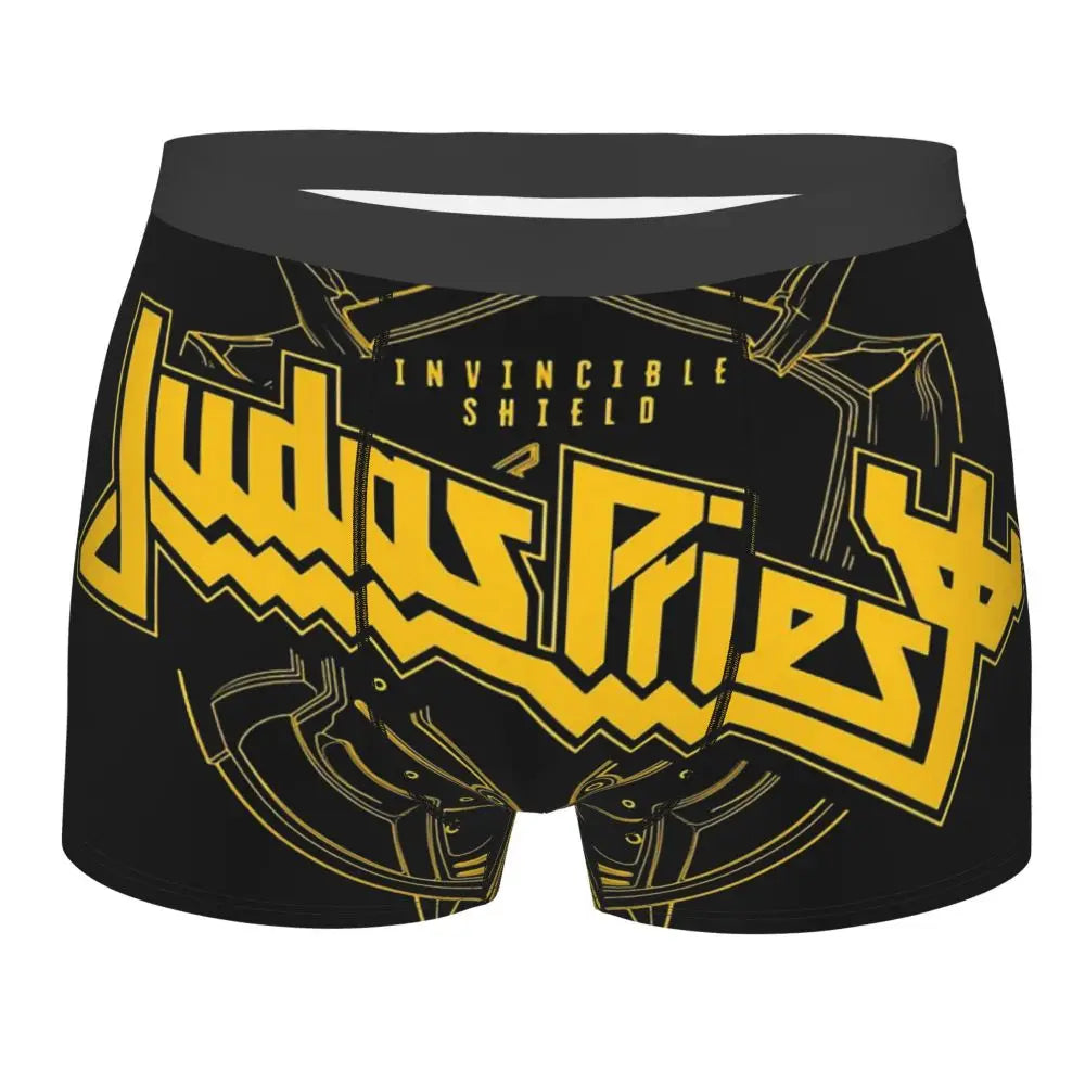 Judas Priest Accessories British Steel Firepower Men Boxer Briefs Breathable Underwear Top Quality Print Shorts Birthday Gifts