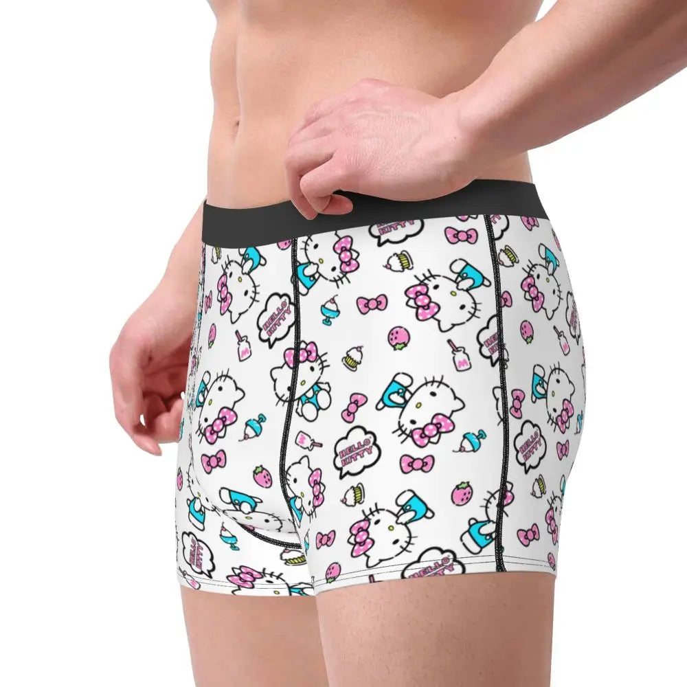 Custom Male Cool Hello Kitty Men Underwear Boxer Briefs Soft Shorts Panties Underpants