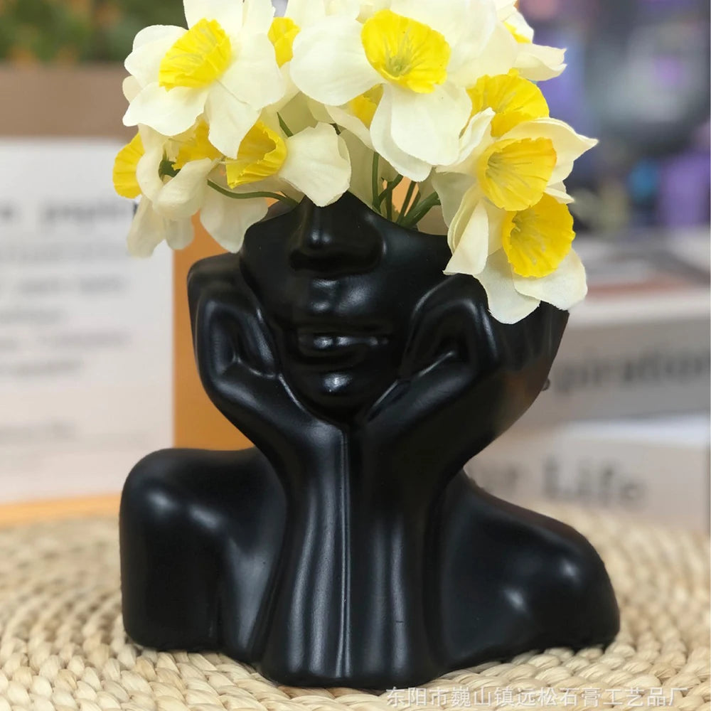 Resin Vase Gold White Black Human Body Shaping Art Flower Planter Personalized And Creative Home Decoration Handicrafts Ornament