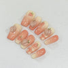 10Pcs Handmade Press on Nails Short Fake Nails with Peach Design Wearable Stick-on Nails False Nail Накладные Ногти Nail Art 네일팁