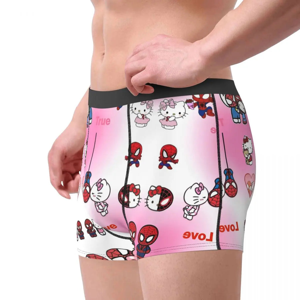 Sanrio Hello Kitty Cartoon Spiderman Underwear Printed Boxer Shorts High Quality Man Panties Breathable Shorts Briefs Gift Idea