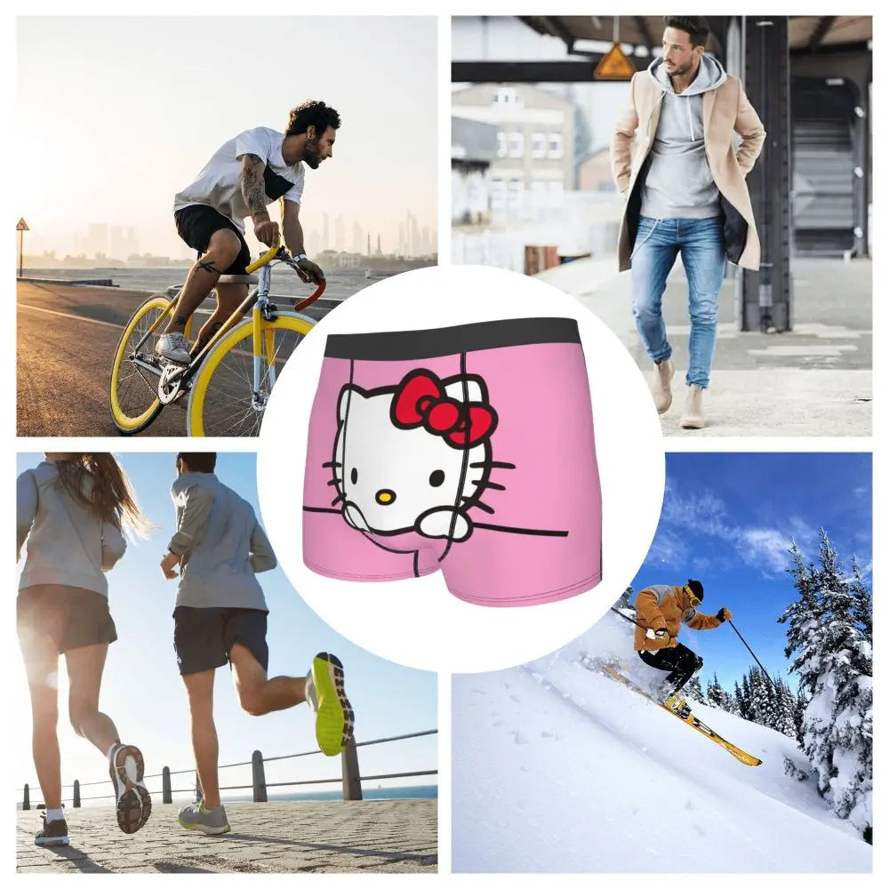 Custom Male Cool Hello Kitty Men Underwear Boxer Briefs Soft Shorts Panties Underpants