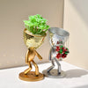 Disco Ball Flower Planter Creative Succulent Planter Pot Walking Man Figurine Flower Plants Vase Container Home Garden Decor