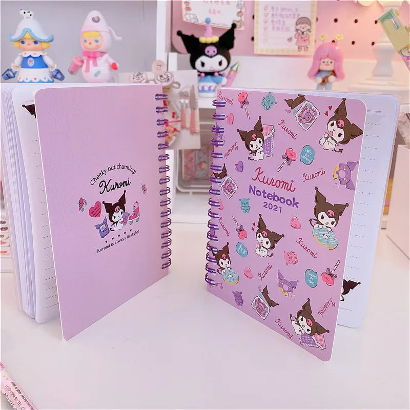 Sanrio Kawaii A6 Notebooks Kuromi Cinnamonroll My Melody Anime Notepads Cute Weekly Planner Writing Paper School Stationery