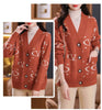 2024 New Korean V-neck Long Sleeve Knitting Cardigan Autumn Winter Thick Oversized Loose Letter Sweater Coat Ladies Vintage Tops