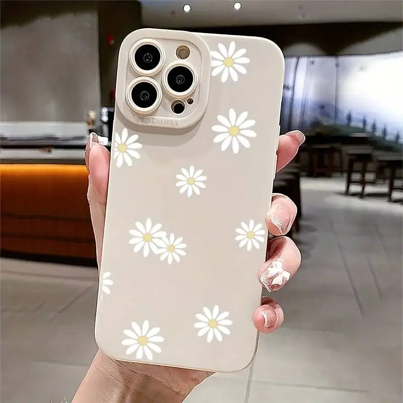 Daisy Graphic Printed Phone Case For iPhone 13 11 12 14 15 16 Pro Max Plus XR 8 7 Plus SE 2022 X XS Max Soft Matte Cover