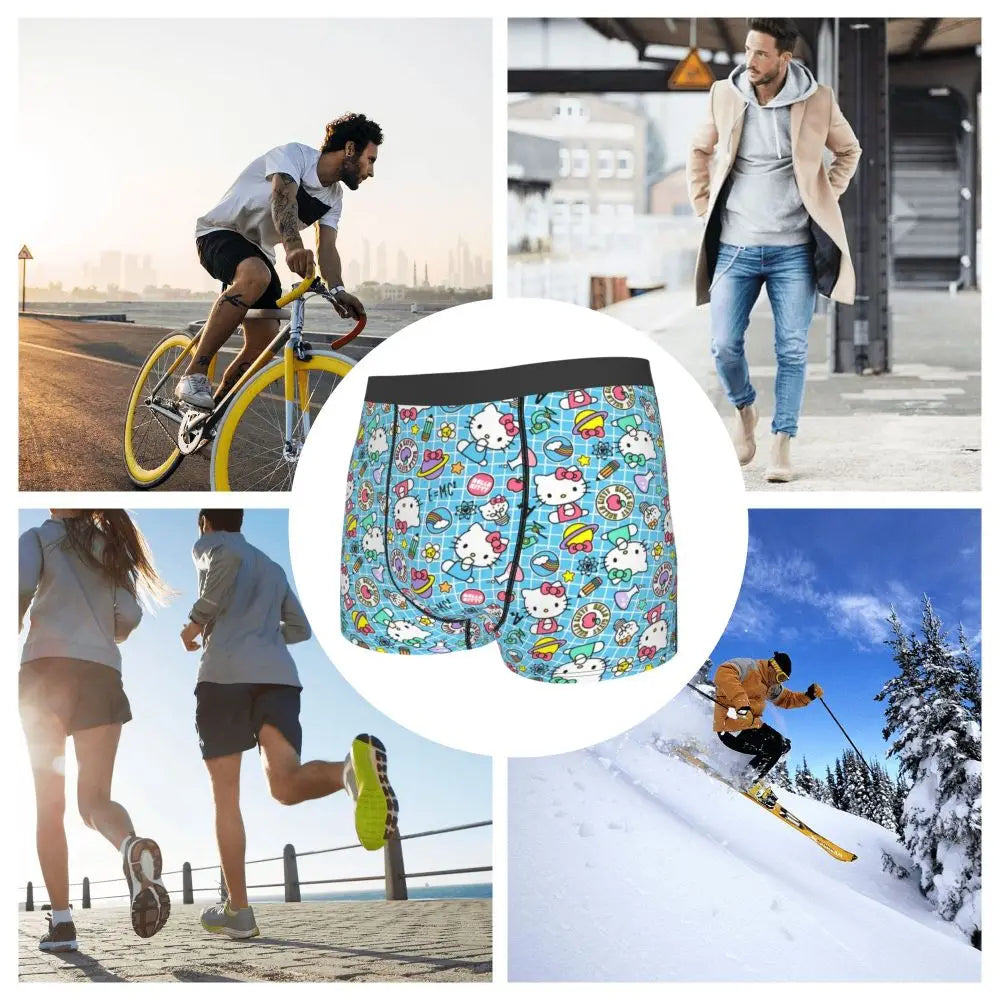 Custom Male Cool Hello Kitty Men Underwear Boxer Briefs Soft Shorts Panties Underpants