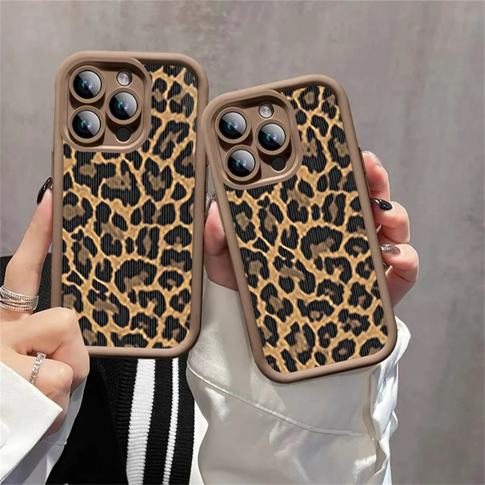 Leopard Print Pattern Phone Case For iPhone 11 12 13 14 15 16 Pro Max X XR XS Max 7 8 Shockproof Silicone Soft TPU Back Cover