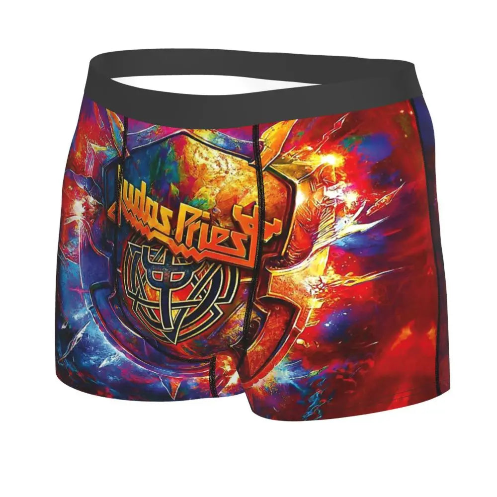 Judas Priest Accessories British Steel Firepower Men Boxer Briefs Breathable Underwear Top Quality Print Shorts Birthday Gifts