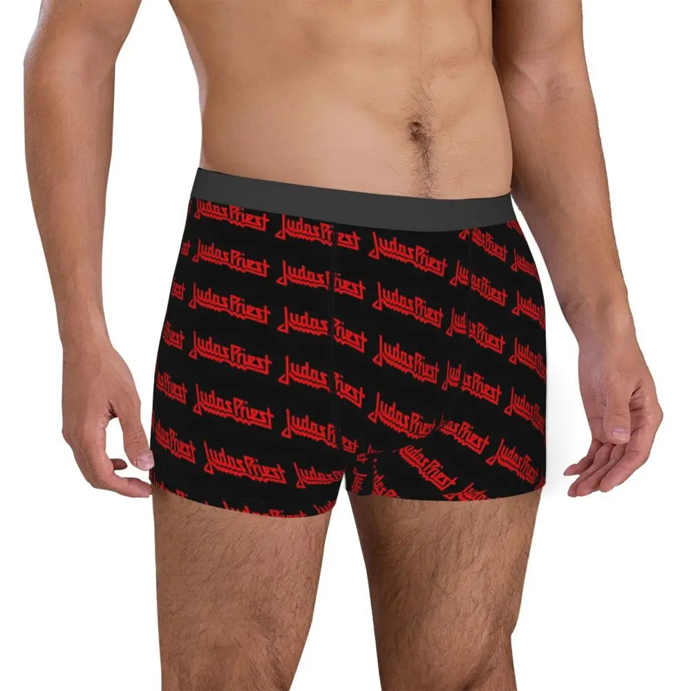 Judas Priest Accessories British Steel Firepower Men Boxer Briefs Breathable Underwear Top Quality Print Shorts Birthday Gifts