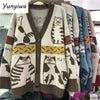 Fall Women Clothing Cute Cartoon Cat Crochet Floral Cardigan Oversized Outwear Korean Knit Sweater Coat Pull Femme