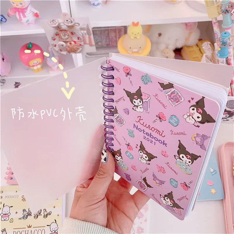 Sanrio Kawaii A6 Notebooks Kuromi Cinnamonroll My Melody Anime Notepads Cute Weekly Planner Writing Paper School Stationery