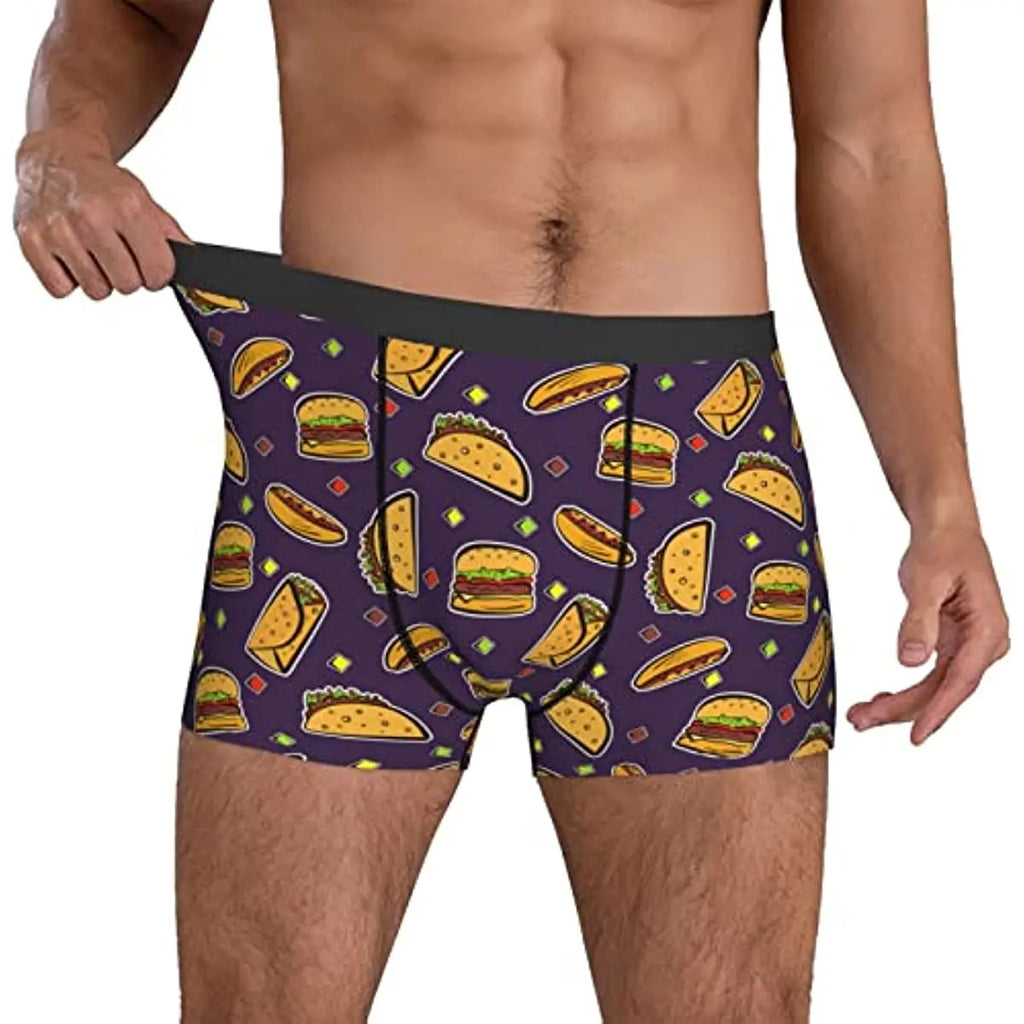 Taco Print Men Underwear Boxer Briefs Regular Sport Mens Boxer Briefs Underwear Men