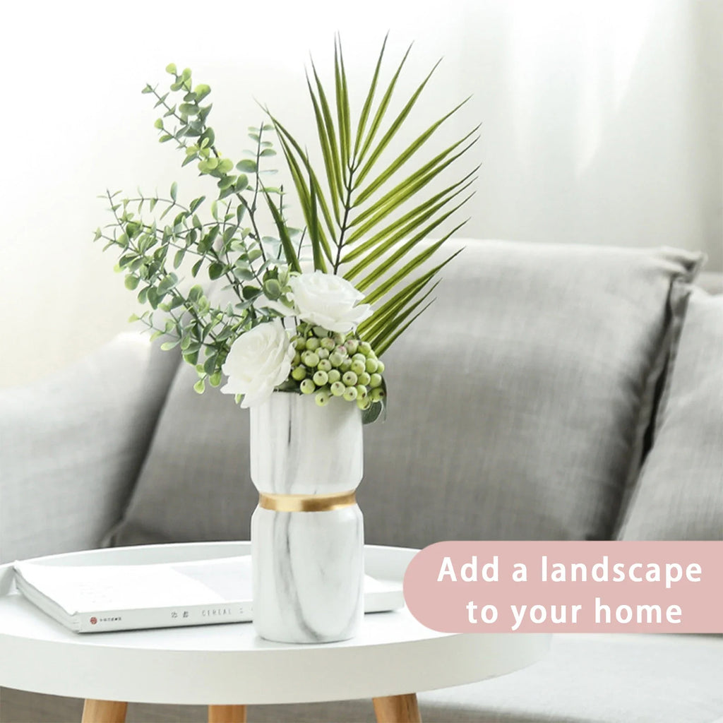 Ceramics Vase Nordic Home Living Room Decoration Vintage Marble Pattern Flower Pot Desktop Decoration