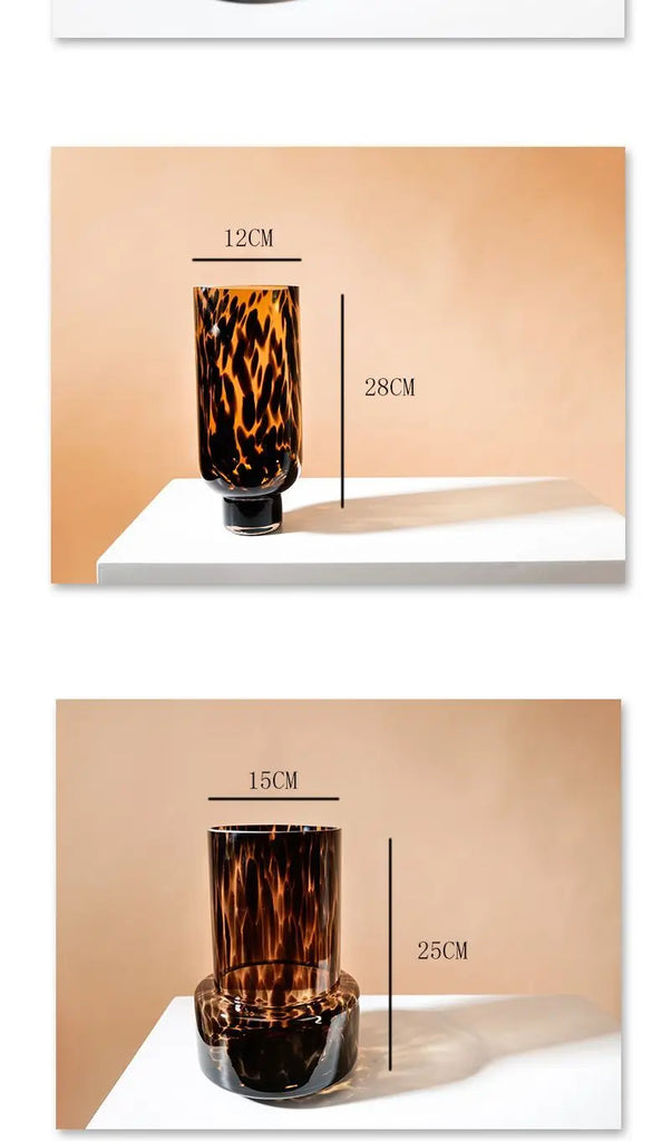 Leopard Print in Ancient Style Vases Creative High-grade Glass Vase Decoration Living Room Household Desktop Decoration Crafts