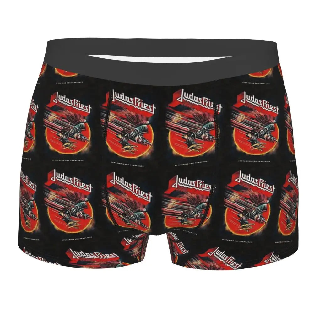 Judas Priest Accessories British Steel Firepower Men Boxer Briefs Breathable Underwear Top Quality Print Shorts Birthday Gifts