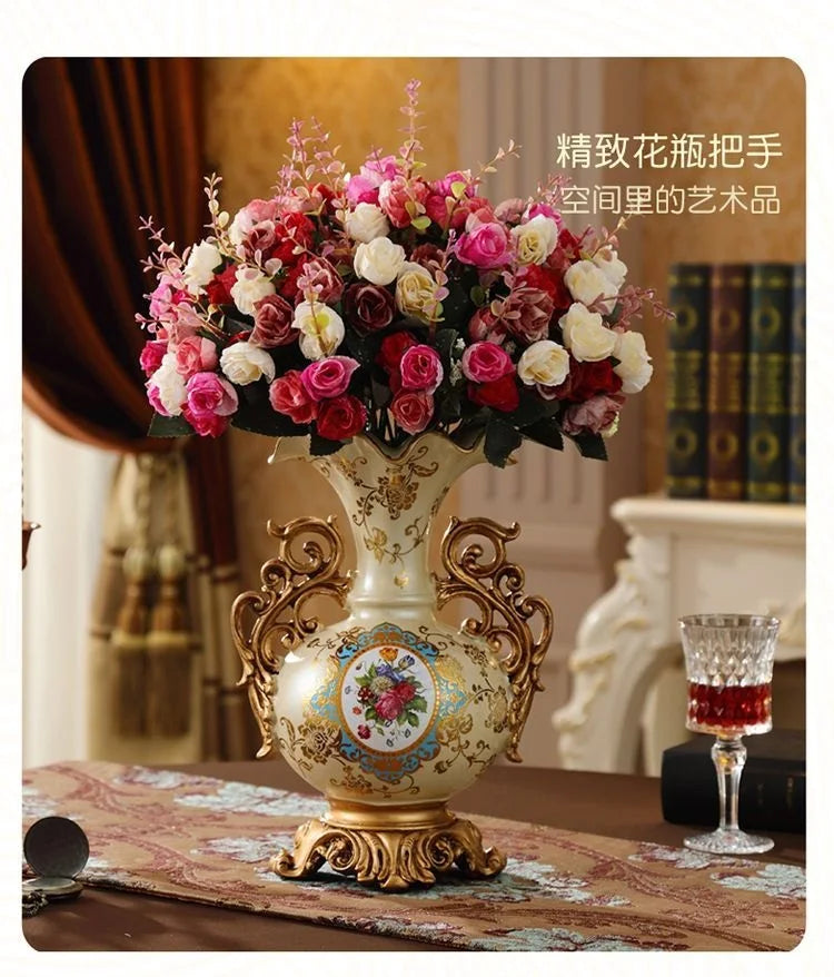 30cm European Resin Vase Stereoscopic Dried Fowers Arrangement Wobble Plate Living Room Entrance Ornaments Home Decorations