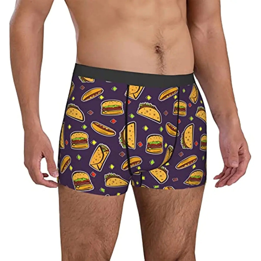 Taco Print Men Underwear Boxer Briefs Regular Sport Mens Boxer Briefs Underwear Men