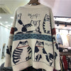 Fall Women Clothing Cute Cartoon Cat Crochet Floral Cardigan Oversized Outwear Korean Knit Sweater Coat Pull Femme