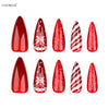 Long Stiletto Red Fake Nails Women Christmas Party Press on Nails Glossy Snowflake Printed Girls Charms Full Cover Nails Tips